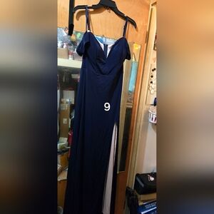 Navy blue shoulder straps gown